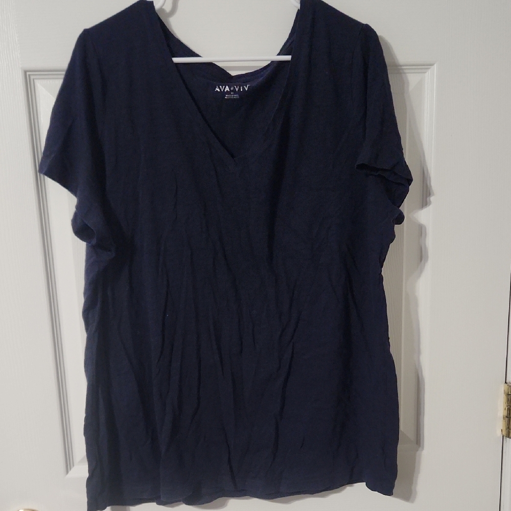 Ava & Viv Women's Dark Blue V-Neck Tee